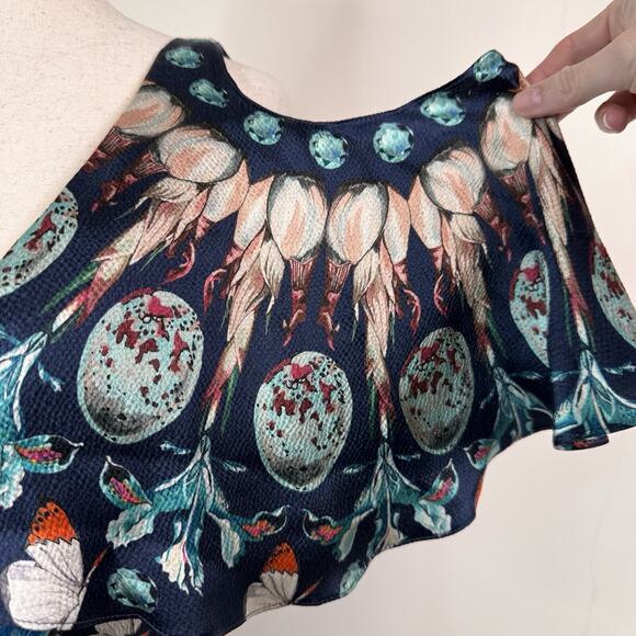 Temperley London Quartz Maxi Dress 100% Silk Botanical Ruffle Size 6 Elegant - Picture 3 of 16